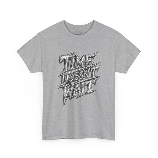 Time Doesn't Wait T-Shirt — Vintage Chalk Script Graphic Tee
