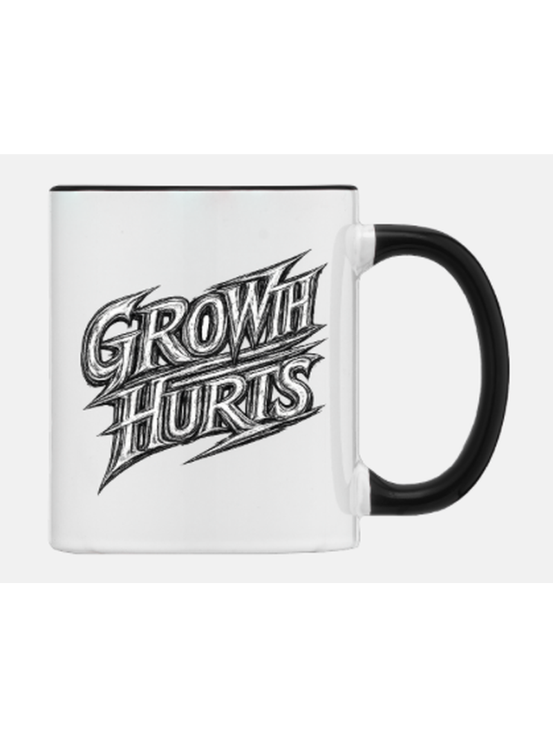 Growth Hurts black handle mug – bold streetwear edition