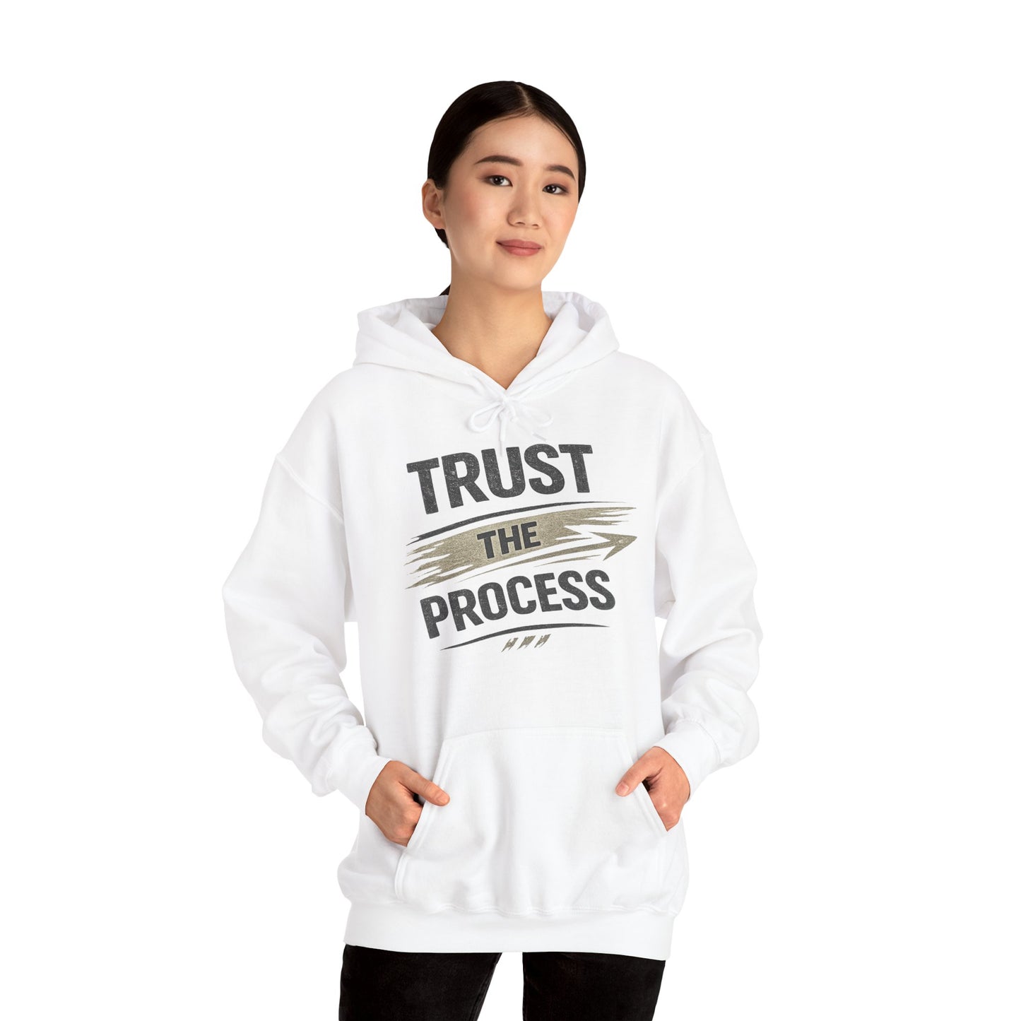 Trust The Process Hoodie - Motivational White Pullover for Athletes & Goal-Getters