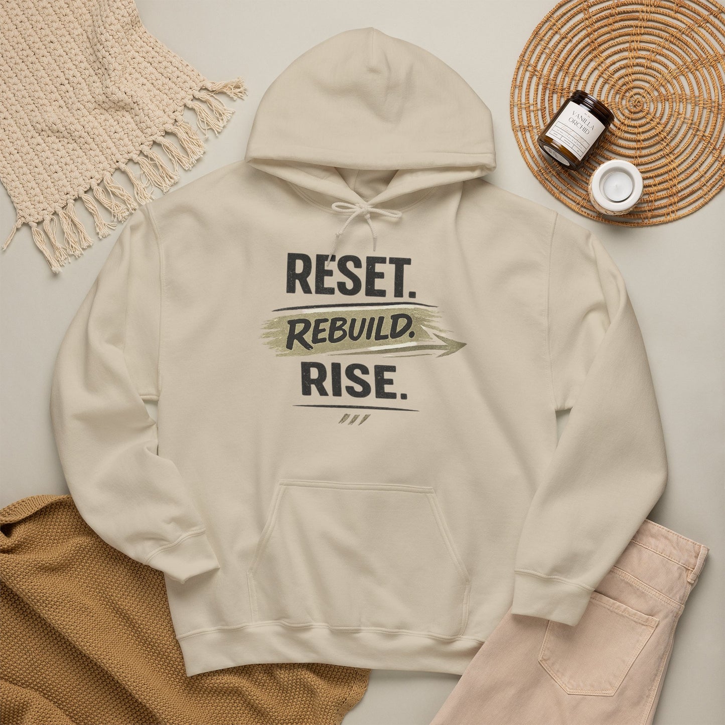 Reset Rebuild Rise Hoodie — Inspirational Motivational Pullover