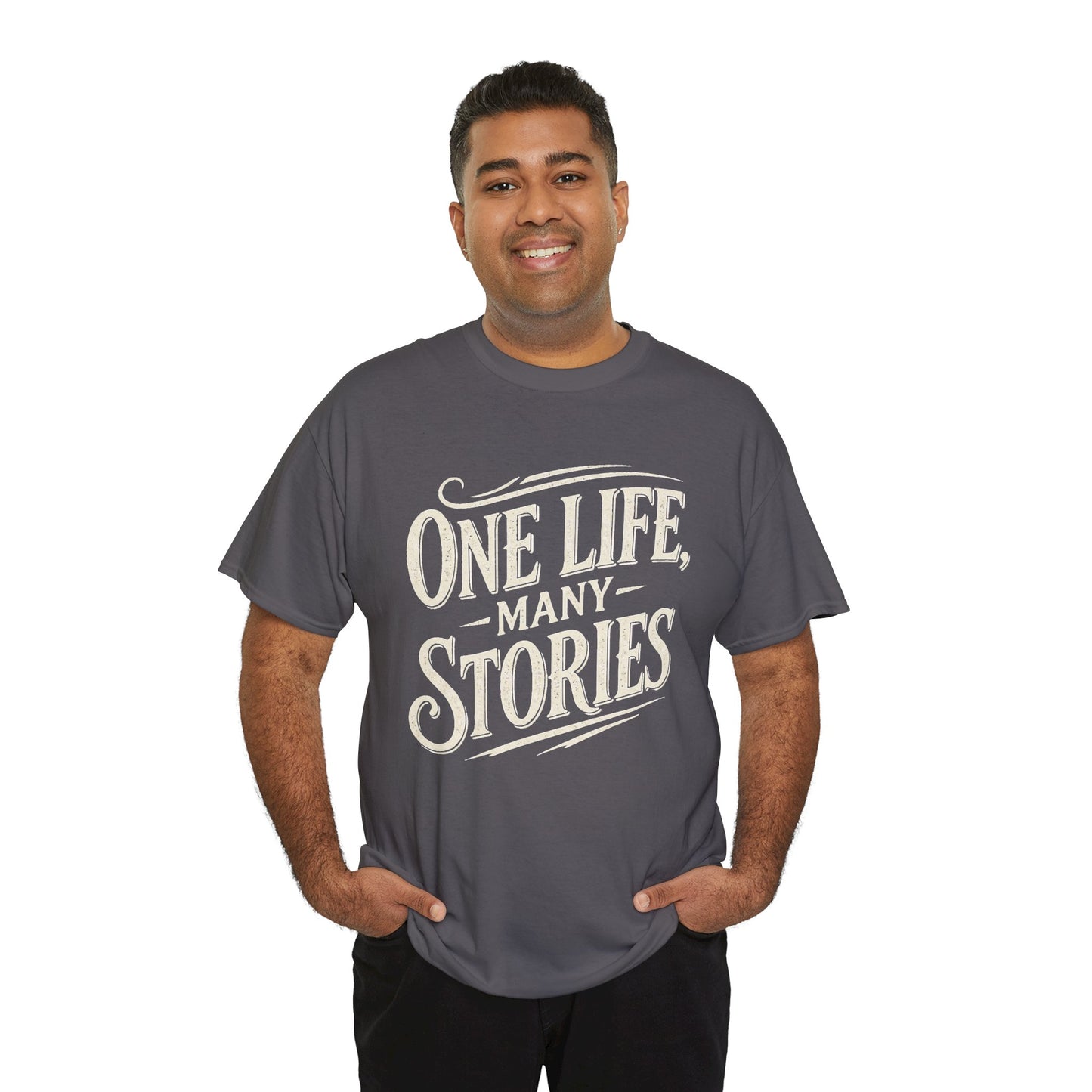 One Life Many Stories T-Shirt — Inspirational Graphic Tee for Storytellers & Travelers