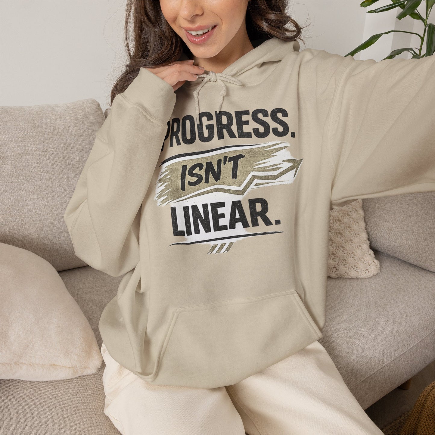 Hoodie — "Progress Isn't Linear" Motivational Pullover