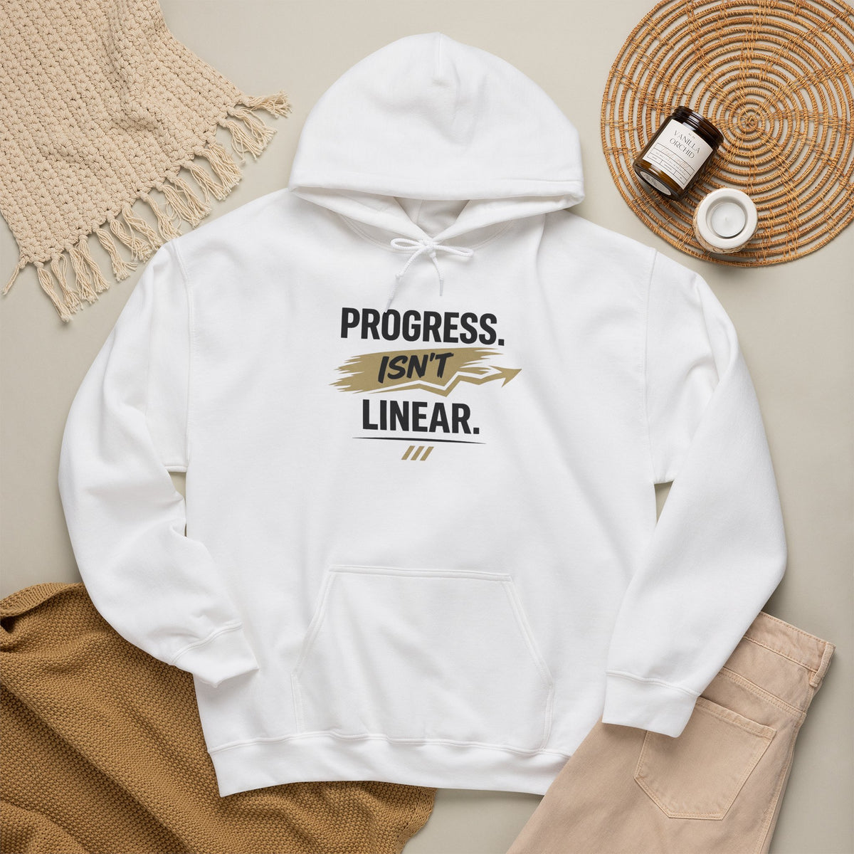 Hoodie "Progress Isn't Linear" Motivational Pullover