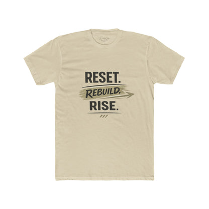 Motivational Crew Tee — "RESET. REBUILD. RISE." Inspirational Graphic T-Shirt