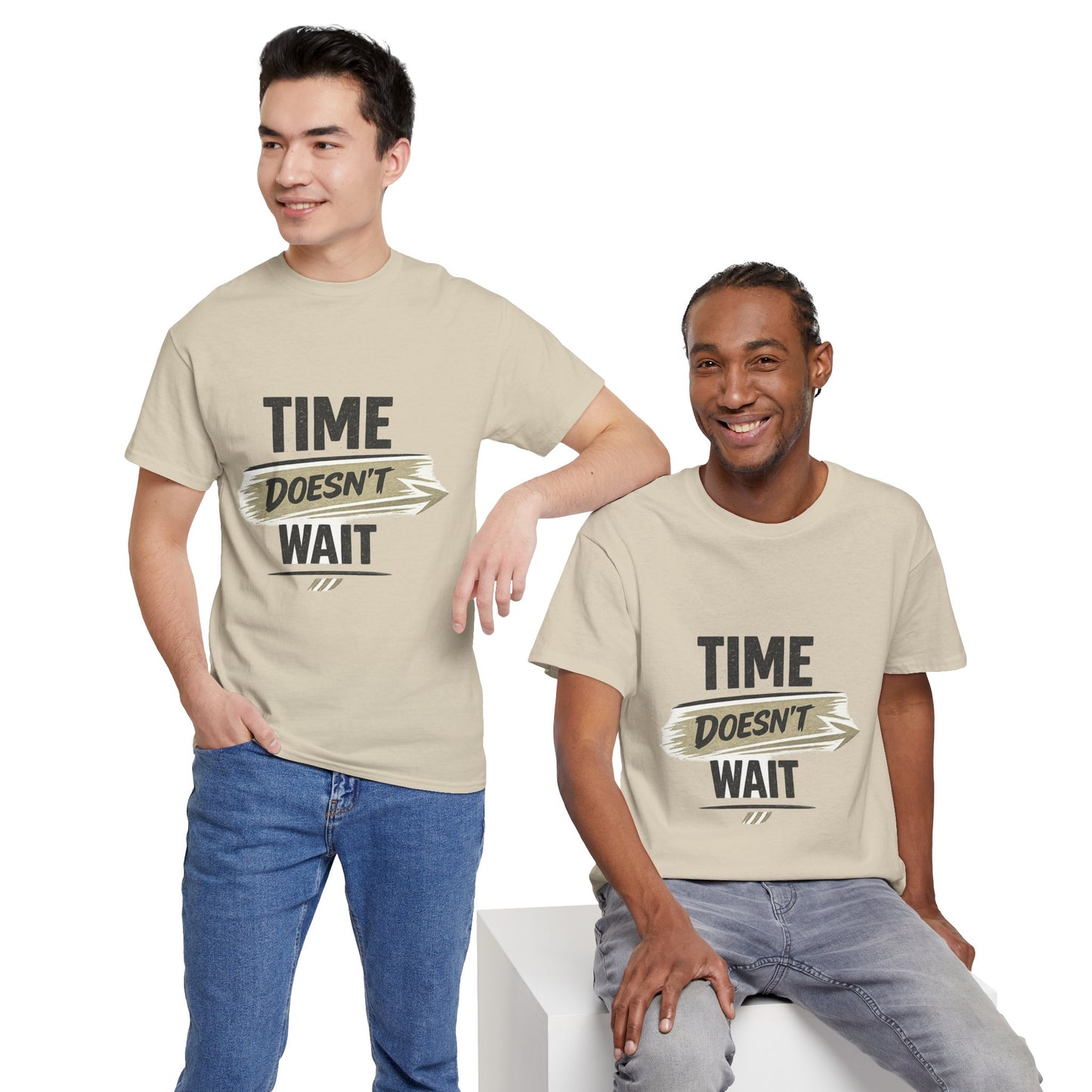 Time Doesn’t Wait Graphic Tee — Motivational Casual T‑Shirt