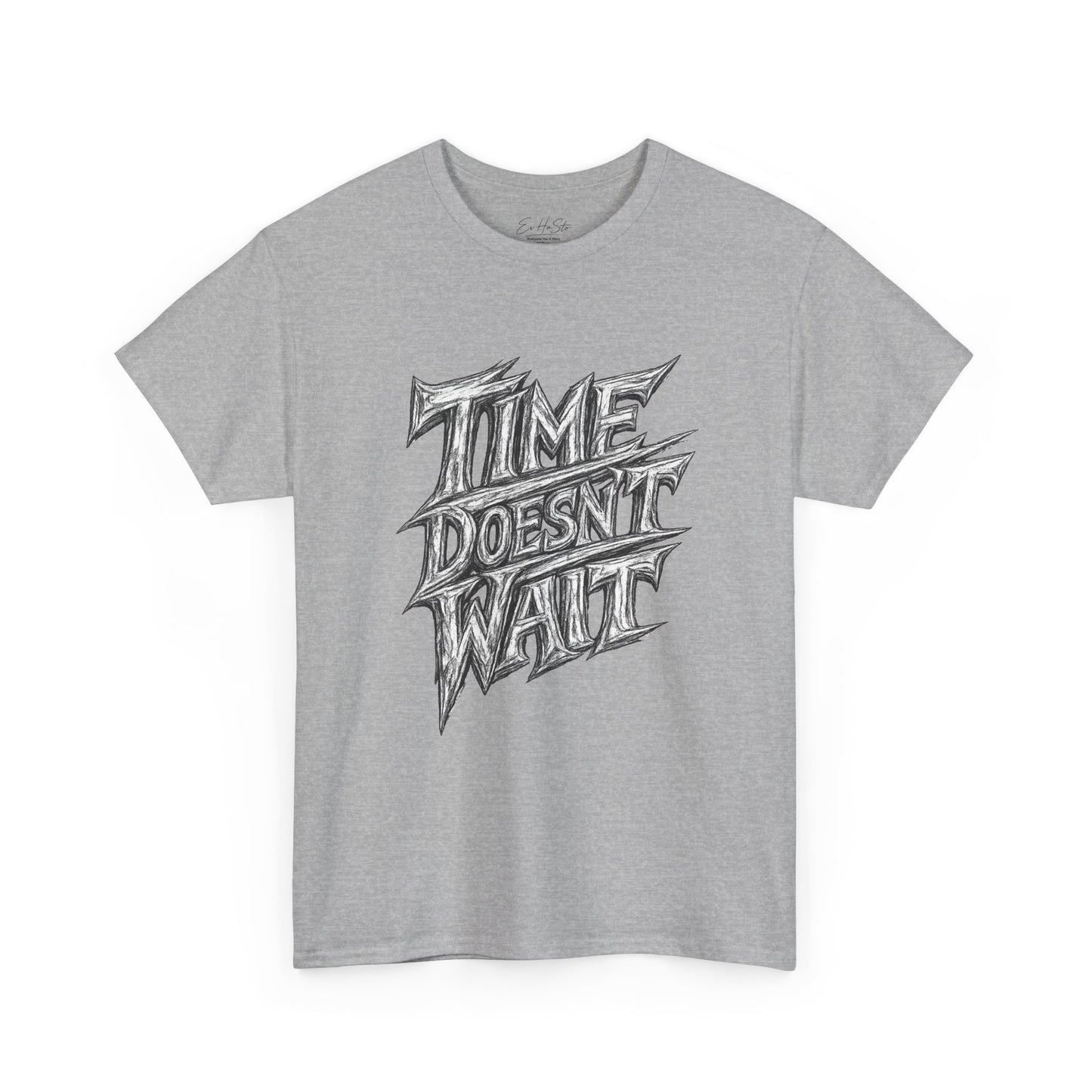 Time Doesn't Wait T-Shirt — Vintage Chalk Script Graphic Tee
