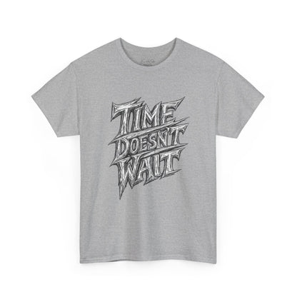 Time Doesn't Wait T-Shirt — Vintage Chalk Script Graphic Tee