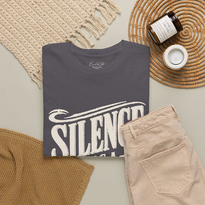 Silence Has a Story Tee - Vintage Script Graphic T-Shirt