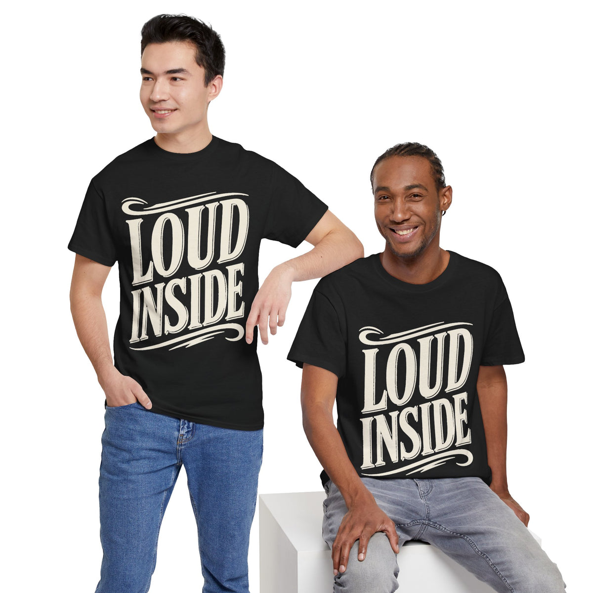 Loud Inside Tee - Bold Retro Script Graphic T-Shirt