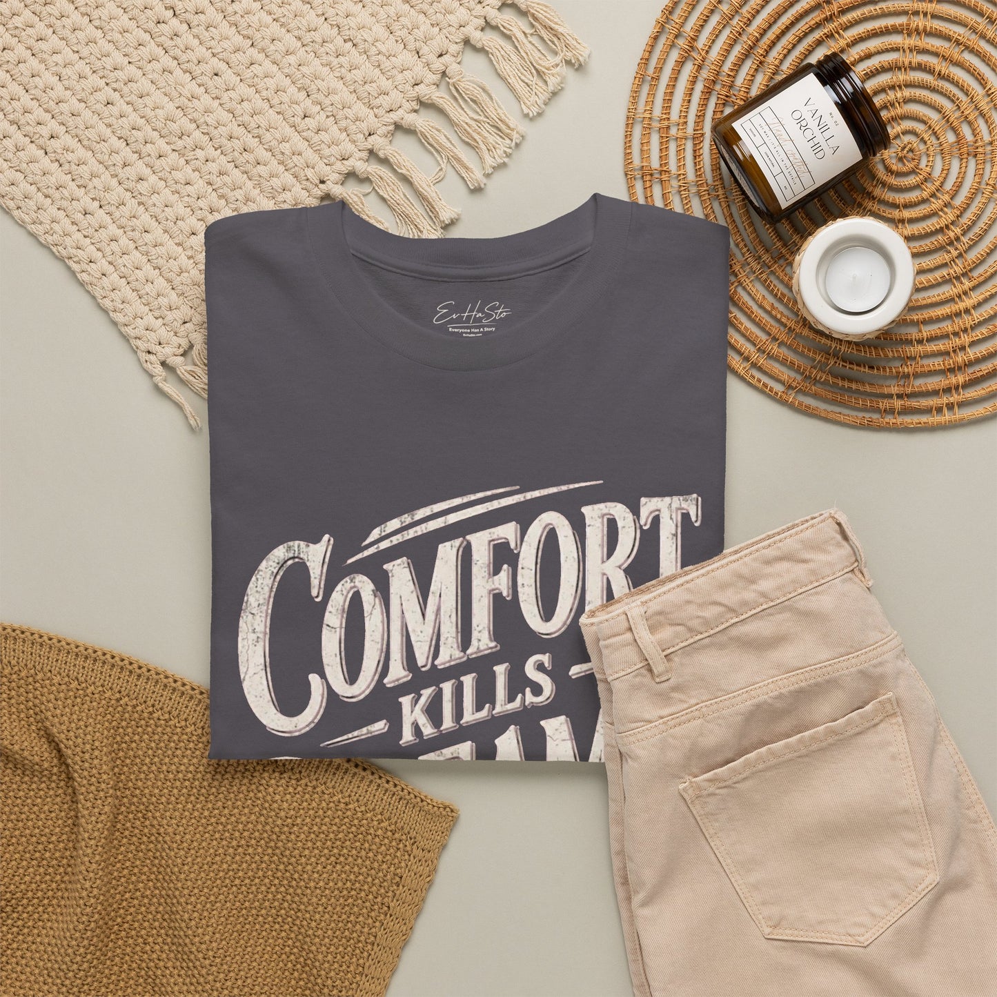Comfort Kills Dreams T-Shirt — Motivational Vintage Script Tee