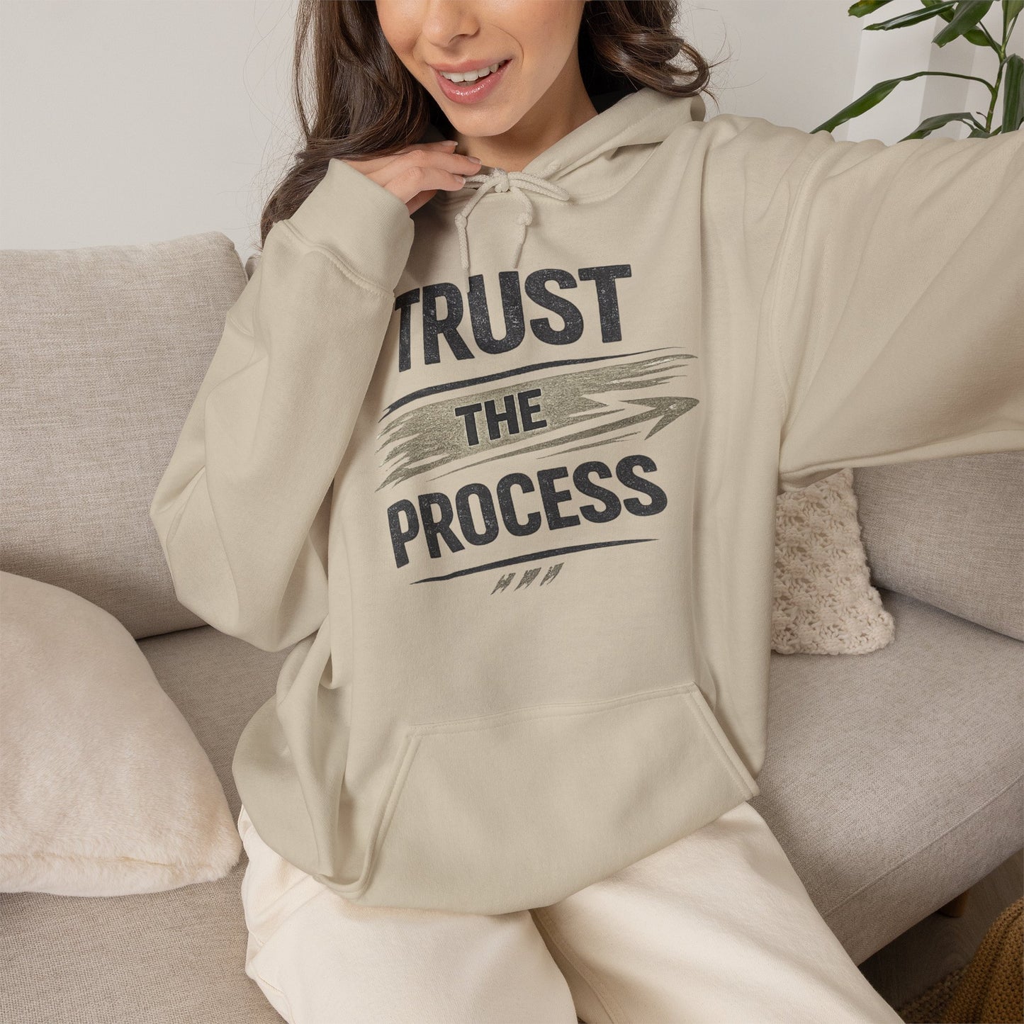 Trust The Process Hoodie - Motivational White Pullover for Athletes & Goal-Getters