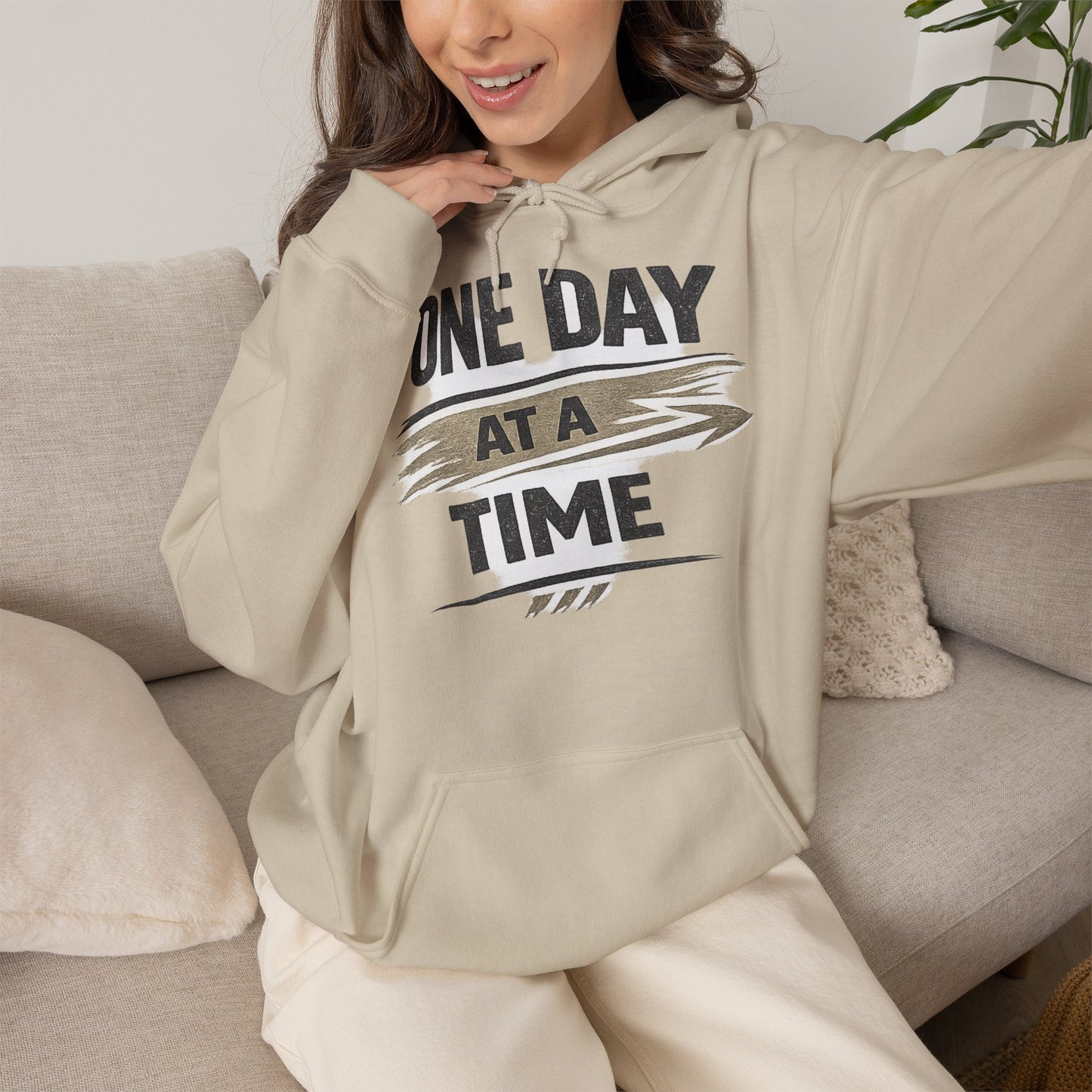 One Day At A Time Hoodie – Inspirational Recovery & Mindfulness Sweatshirt