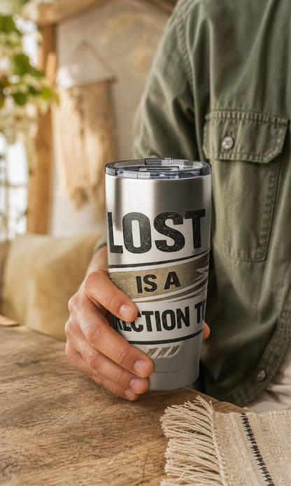 Lost Is A Direction Too 20oz Tumbler — Motivational Stainless Travel Cup