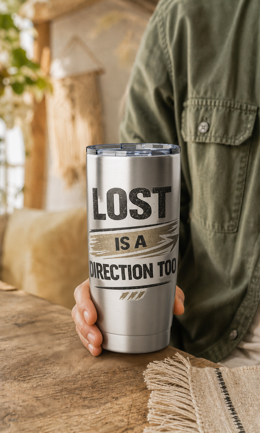 Lost Is A Direction Too 20oz Tumbler — Motivational Stainless Travel Cup