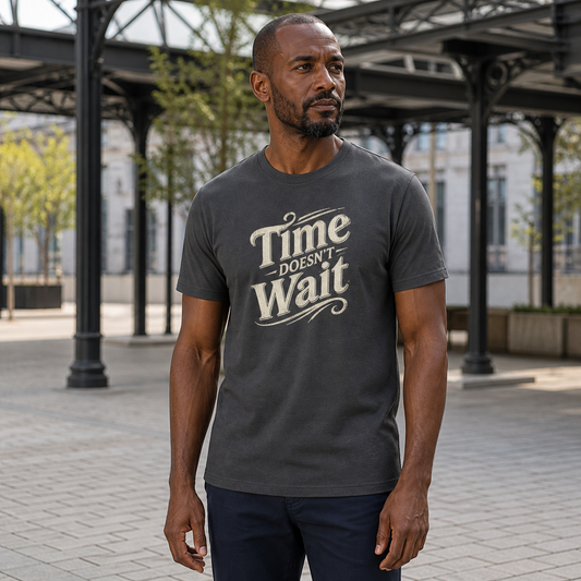 Time Doesn’t Wait Tee — Vintage Motivational Graphic T-Shirt