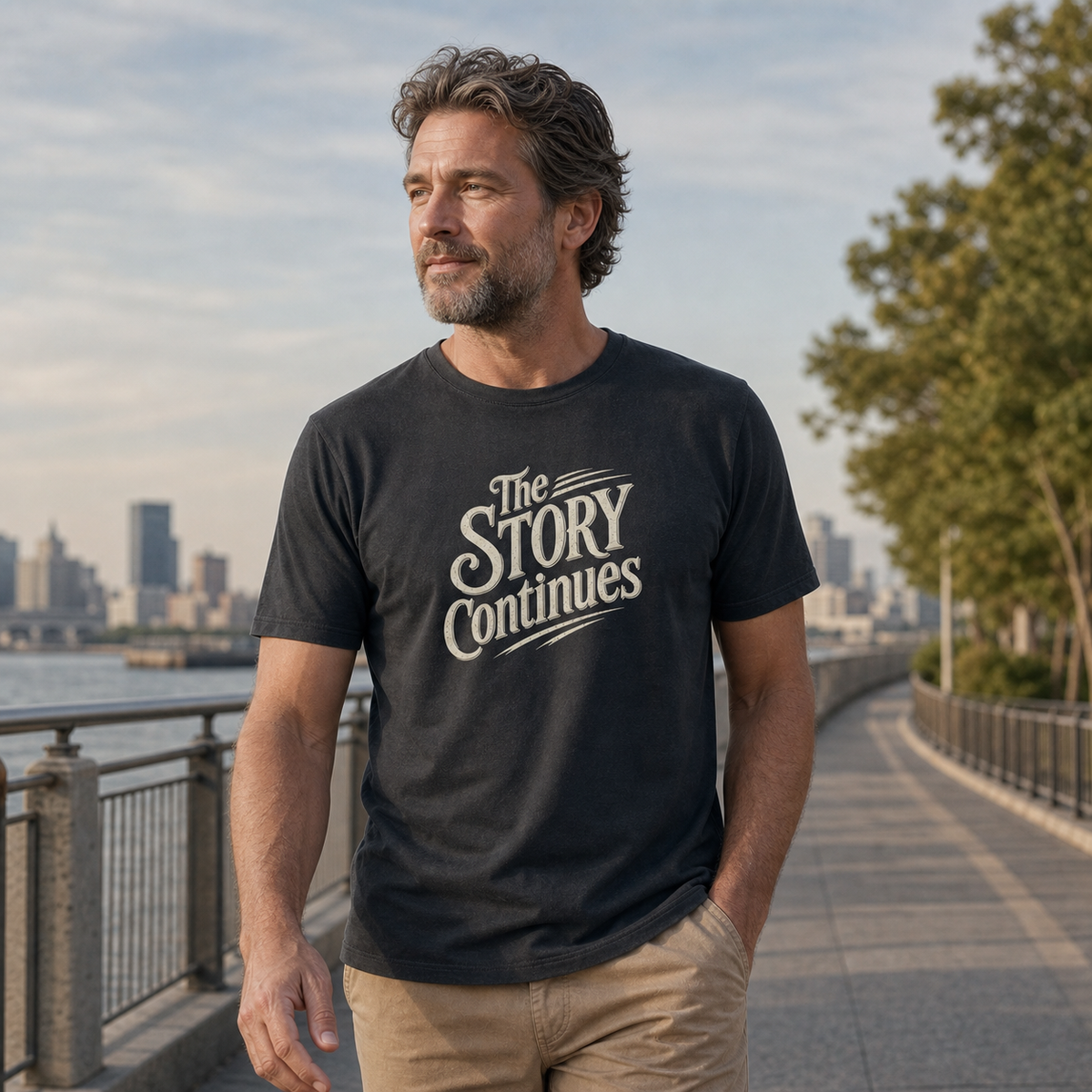 The Story Continues T-Shirt — Retro Script Inspirational Tee