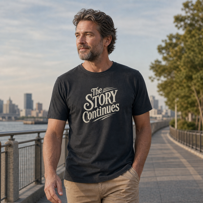 The Story Continues T-Shirt — Retro Script Inspirational Tee
