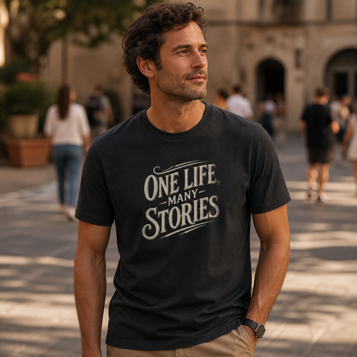 One Life Many Stories T-Shirt — Inspirational Graphic Tee for Storytellers & Travelers