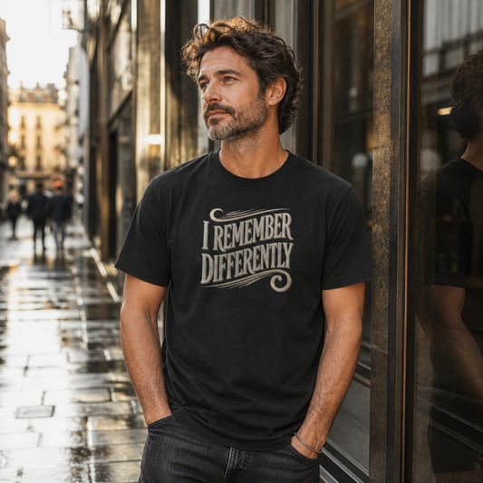 I Remember Differently Tee — Vintage Script Graphic T‑Shirt