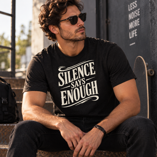 Silence Says Enough T-Shirt - Vintage Script Statement Tee