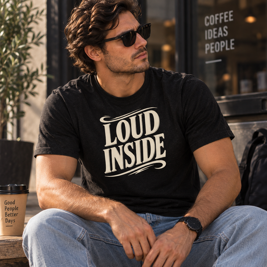 Loud Inside Tee - Bold Retro Script Graphic T-Shirt