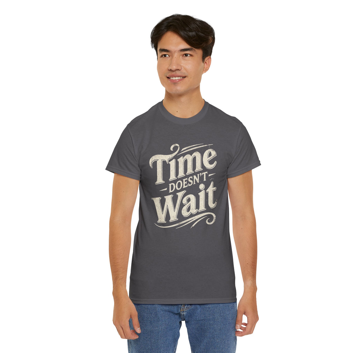 Time Doesn’t Wait Tee — Vintage Motivational Graphic T-Shirt