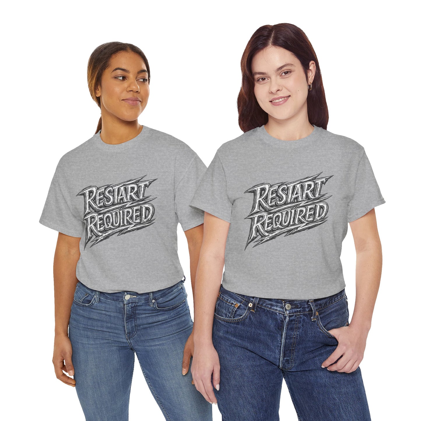 Restart Required Graphic Tee — Retro Lightning Tech Humor Shirt