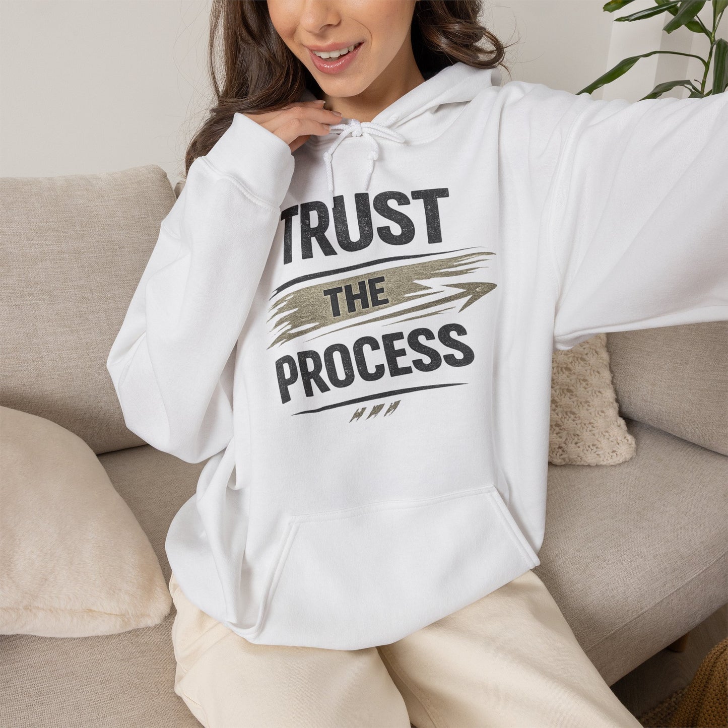 Trust The Process Hoodie - Motivational White Pullover for Athletes & Goal-Getters