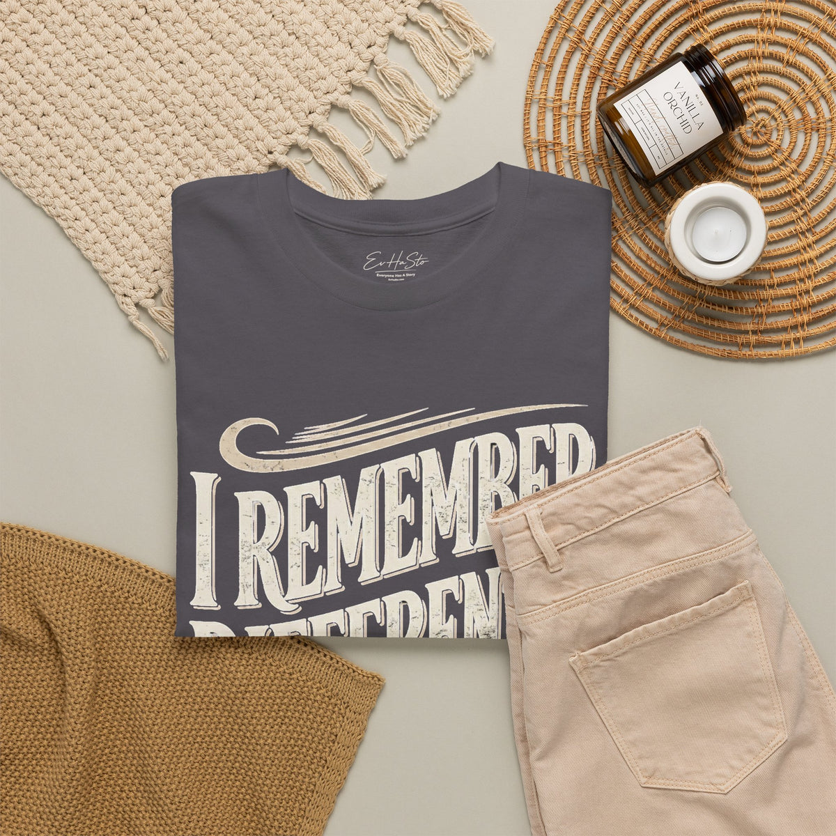 I Remember Differently Tee — Vintage Script Graphic T‑Shirt
