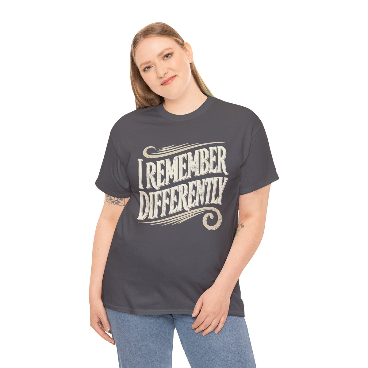 I Remember Differently Tee — Vintage Script Graphic T‑Shirt