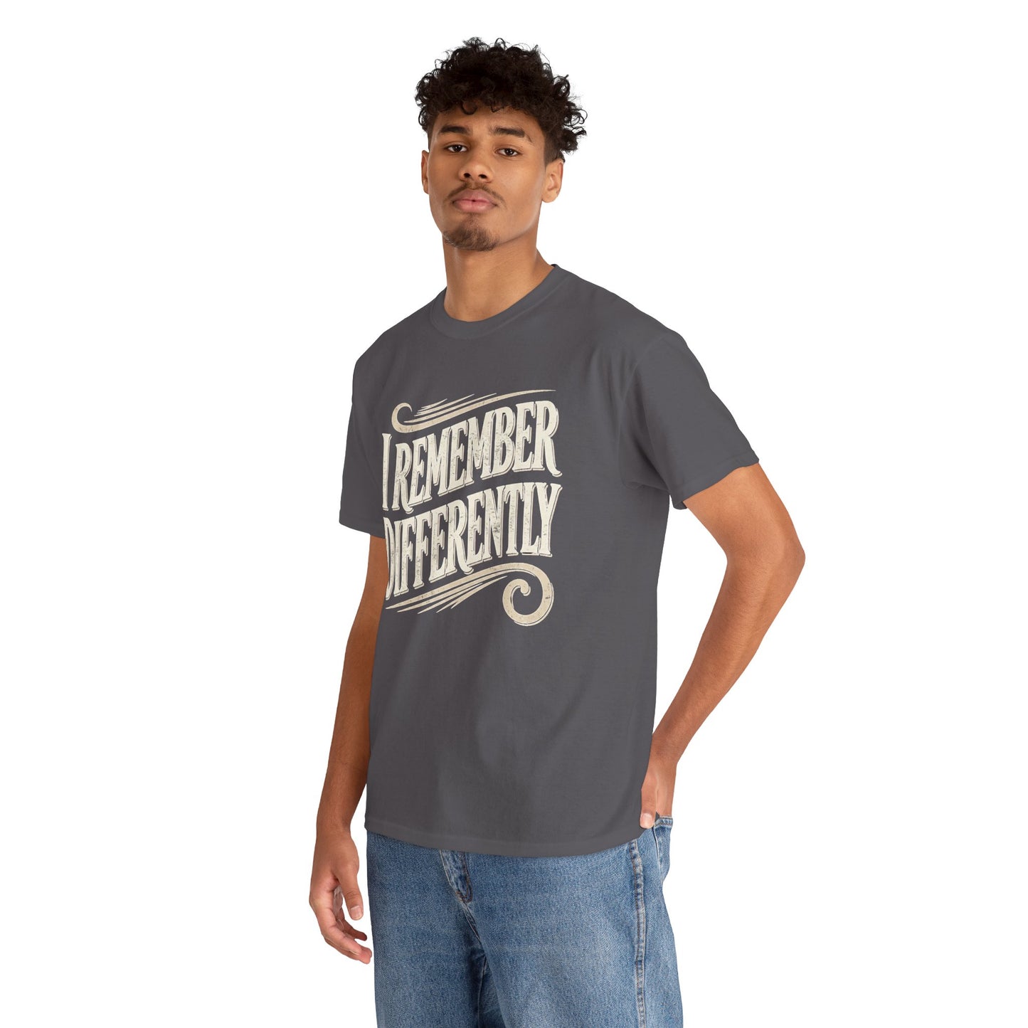 I Remember Differently Tee — Vintage Script Graphic T‑Shirt