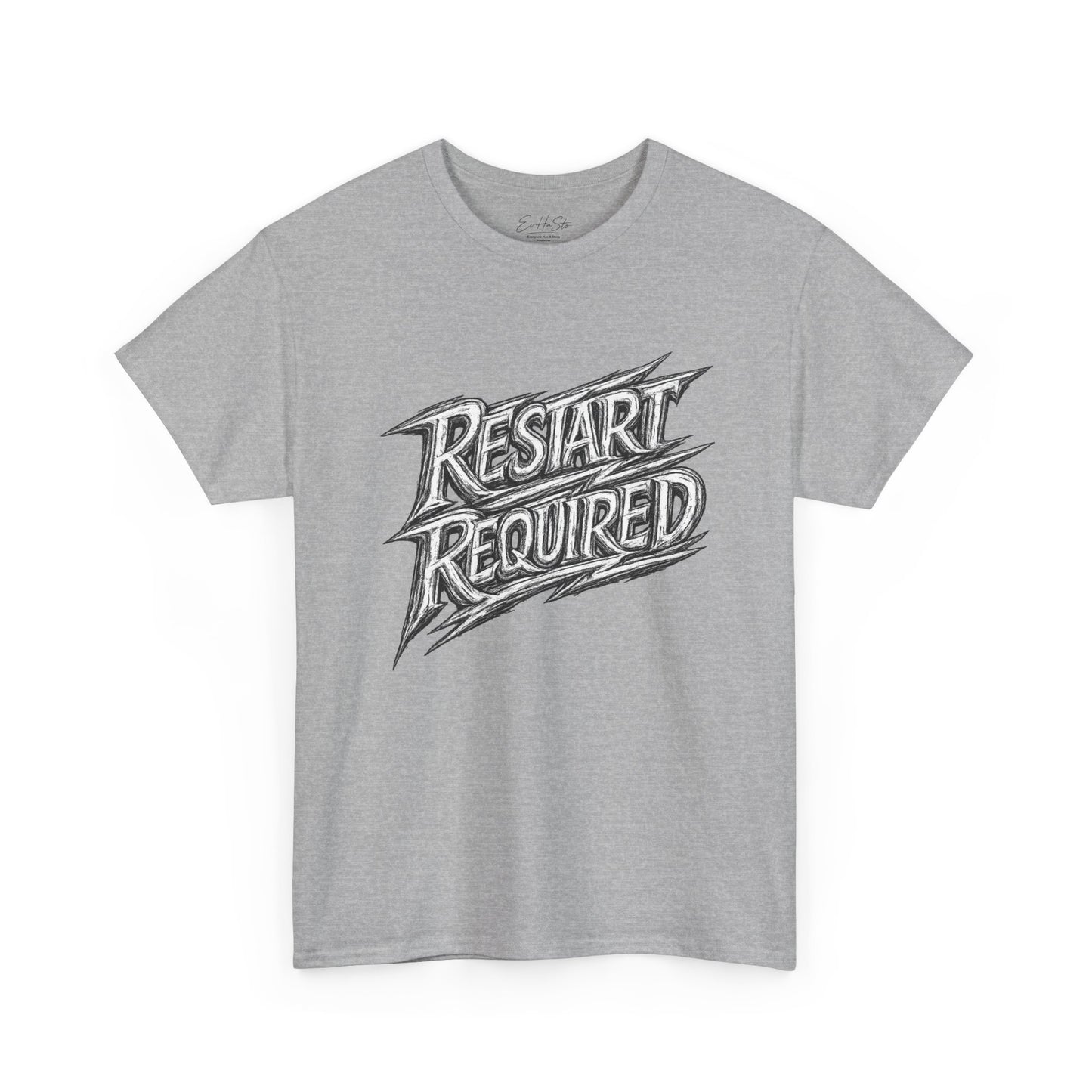 Restart Required Graphic Tee — Retro Lightning Tech Humor Shirt