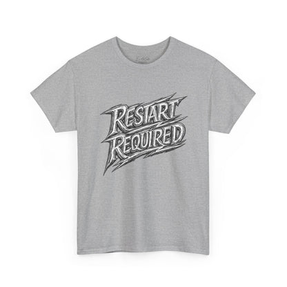 Restart Required Graphic Tee — Retro Lightning Tech Humor Shirt