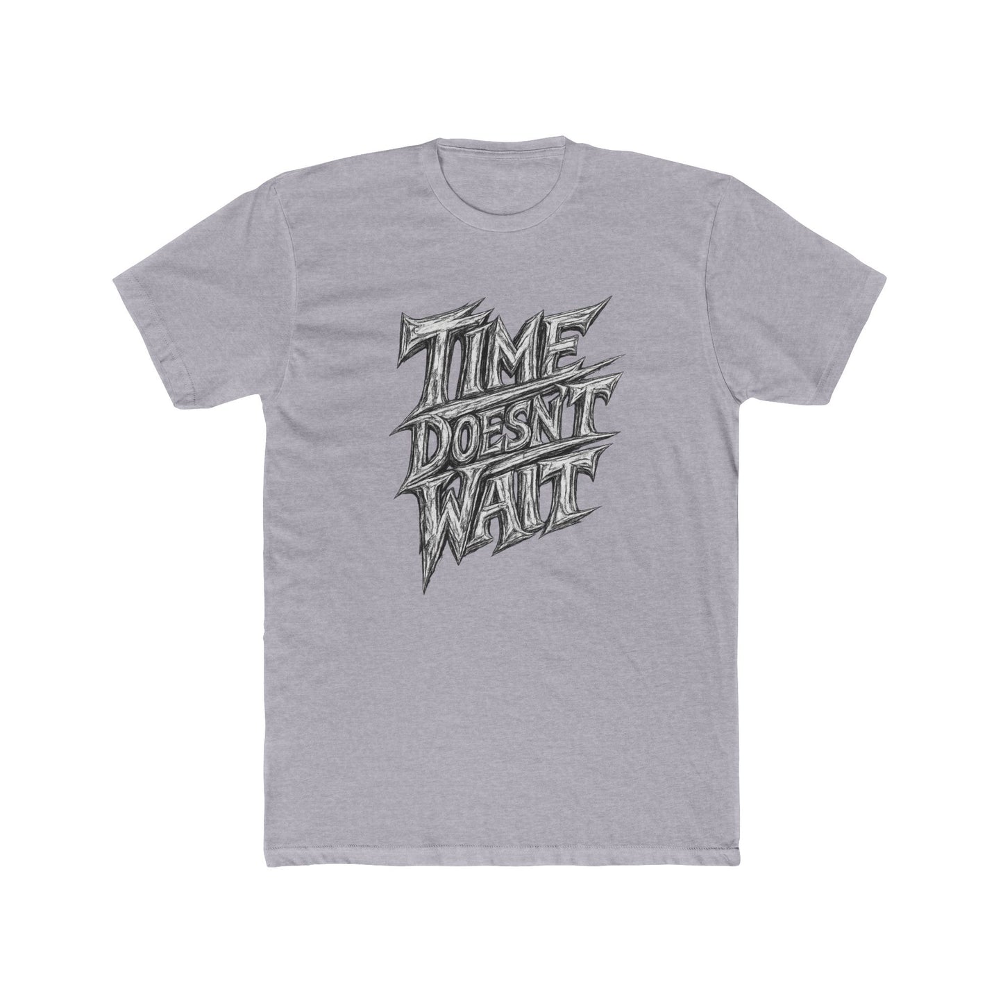 Time Doesn't Wait Graphic Tee — Motivational Retro Text T-Shirt