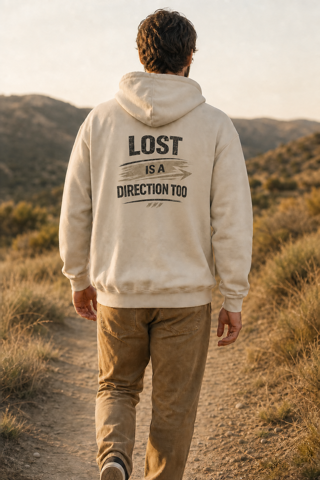 Lost Is A Direction Too Hoodie - Oversized Sand Edition | EvHaSto