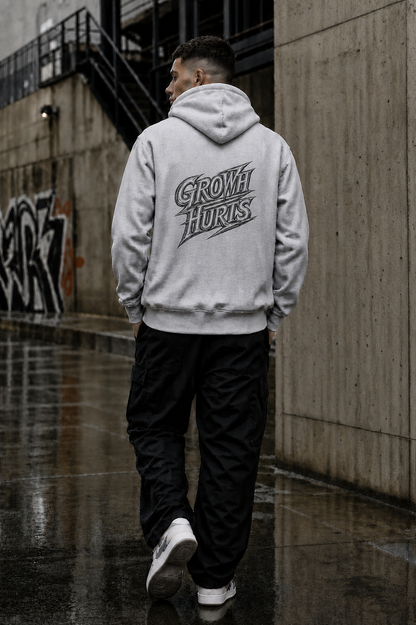 Growth Hurts Hoodie - Oversized Grey Edition | EvHaSto