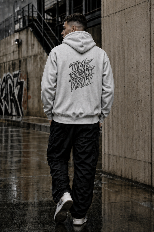Time Doesn't Wait Hoodie - Oversized Grey Edition | EvHaSto