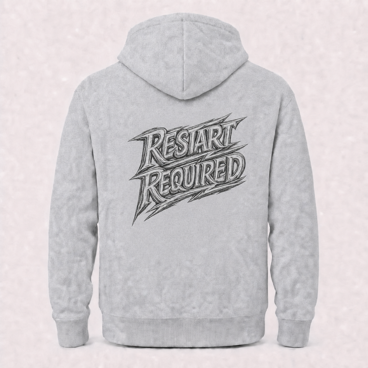 Restart Required grey hoodie – product flat back view