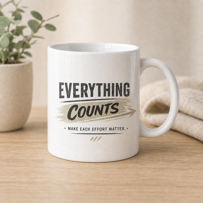 Everything Counts motivational mug – product shot