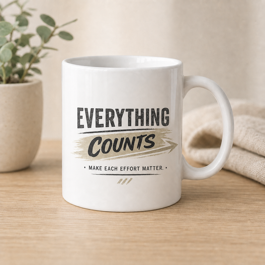 Everything Counts motivational mug – product shot