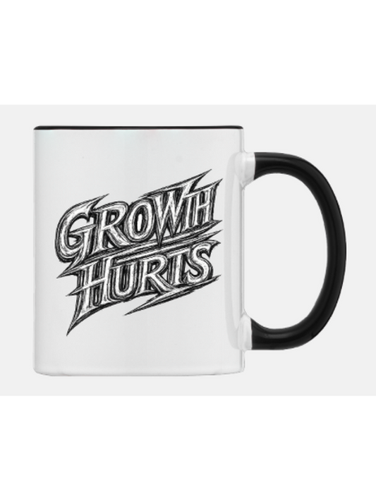 Growth Hurts black handle mug – bold streetwear edition